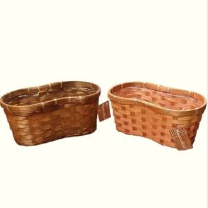 Burton & Burton Set of 2 Brown & Peach Colored Peanut Shaped Planter Baskets